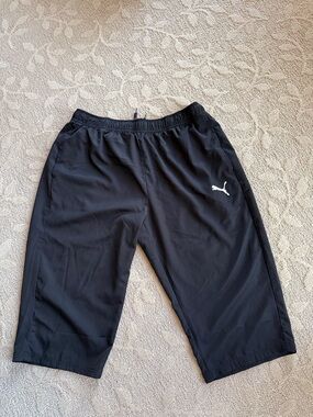 Puma Black Athletic Shorts with White Puma Logo